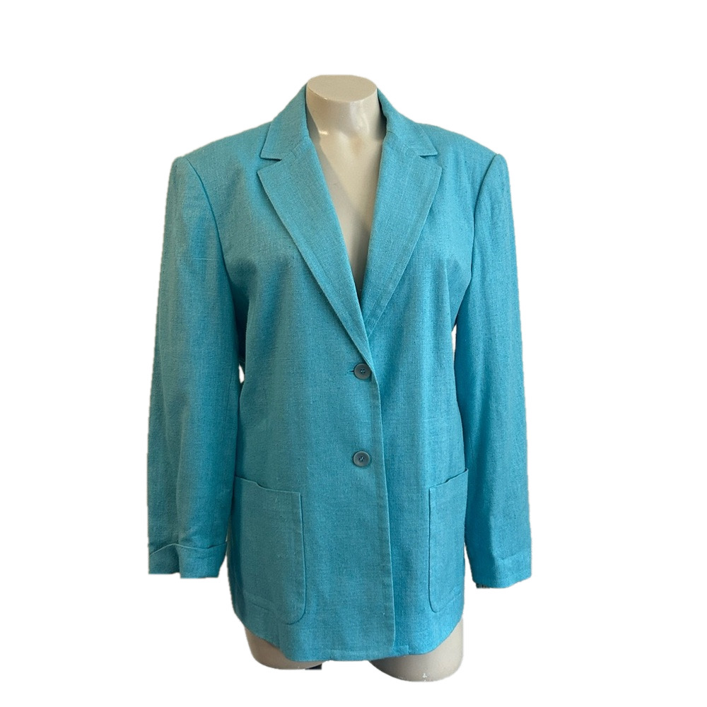 TALBOTS pure silk Womens Size 14P Teal turquoise blazer NWT